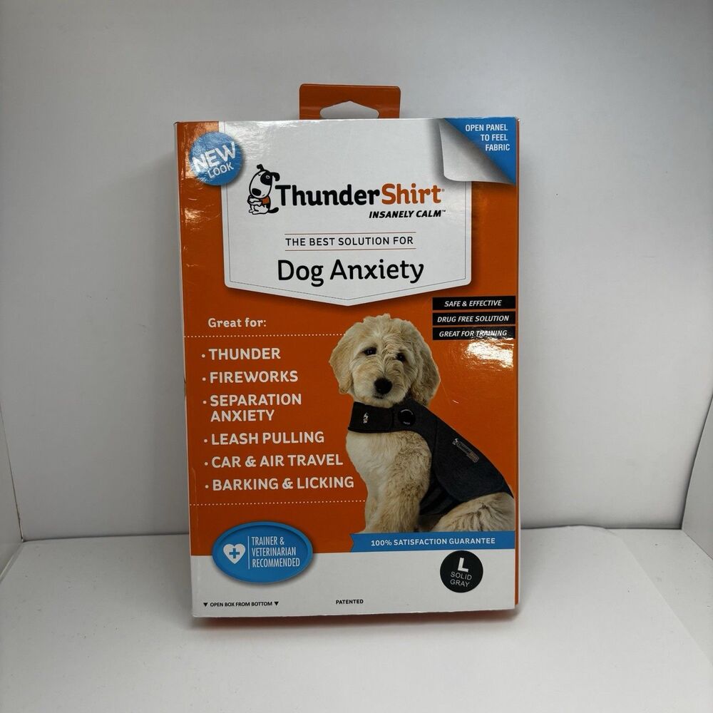 ThunderShirt Classic Heather Gray Dog Anxiety Calming Vest – Size Large 41-64